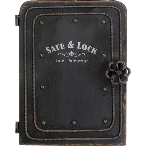 Kare Design Armadietto Portachiavi Safe, Nero, 24X13X31Cm, Corpo In Metallo E Acciaio Laccato, Idea Regalo (1/5)