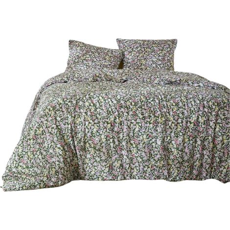 Parure de lit 240 x 260 cm Myosotis fleurie vert (1/3)