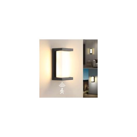 Applique murale LED avec détecteur de mouvement, applique murale d'extérieur moderne en aluminium, applique murale 18W, blanc chaud 3000K, lampe d'extérieur carrée pour couloir/terrasse/cour/porte d'e