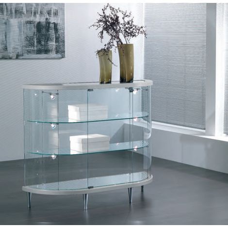 Banco Vetrina Semiovale in Cristallo Temperato H 93 cm Colore Silver (1/2)
