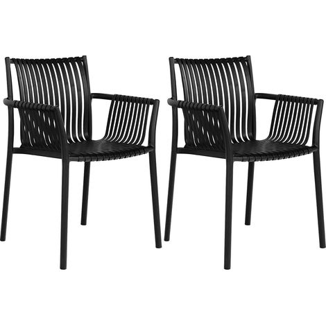 STOLY - Lot de 2 Fauteuils de Table de Jardin en Polypropylène Laqué Noir (1/5)