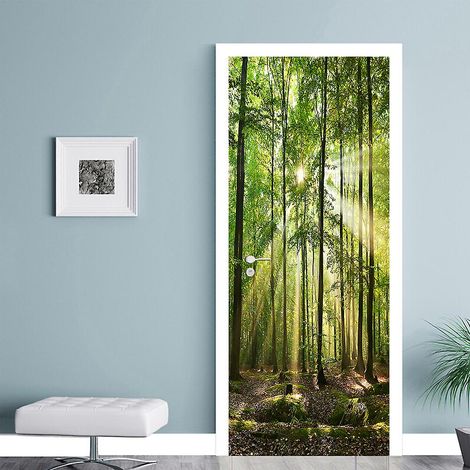 Sticker mural 3D « Matinée en forêt » pour porte de cave à vin, papier peint PVC imperméable (1/5)
