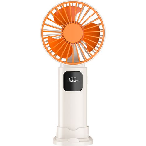 Ventilador portátil – Tres velocidades ajustables – Nivel de ruido inferior a 36 decibelios – Dimensiones20,2 x 9,5 x 3,7 cm – Material HIPS – Naranja (1/5)