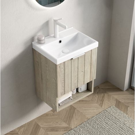 mobile contenitore bagno 42cm lavabo ceramica bianco OKMYHOME (1/5)