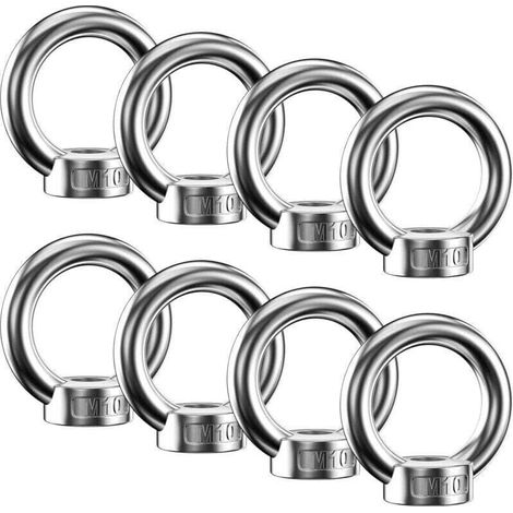 8 Pièces Écrou à Anneau, D'écrous à Anneau en Acier Inoxydable 304, Ecrou a Oeil M10, Écrous à Oeil, Anneaux de Levage, Boulon à Oeil pour Les Accessoires de Levage et Raccord de Corde (1/4)