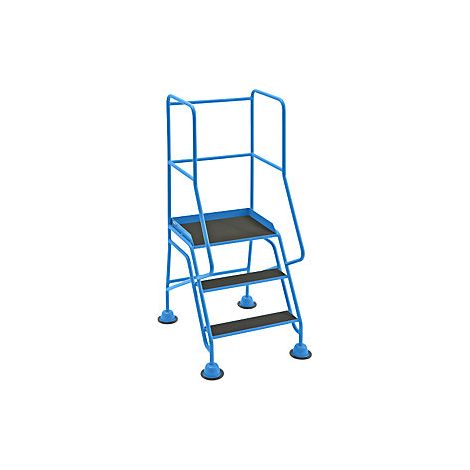 Escalera rodante con tarima  plataforma y peldaños de goma