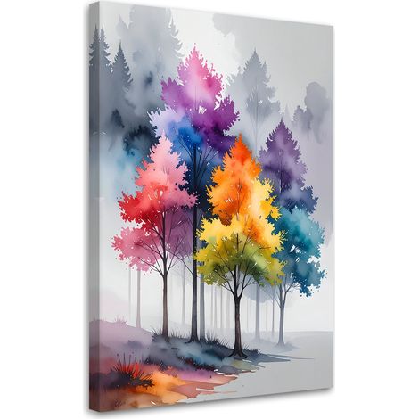 Leinwandbild Bunte Bäume Pastell Landschaft 20x30 (1/5)
