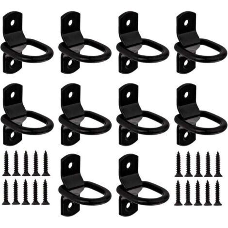 Trailer Tie Down Hooks, XU, Pack of 10 D-Rings, Heavy Duty Tie Down Rings, Securing Rings for Securing Loads, Trailers, Trucks, Cars, Kayaks and Boats - (1/4)