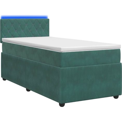Maison Exclusive - Letto box spring con materasso Verde Scuro 100 x 200 cm Velluto (1/5)