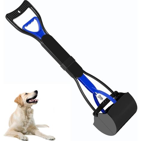 Recogedor de excrementos para perros y gatos con mango largo, resorte duradero y materiales de primera calidad, fácil de usar para recoger hierba, tierra y grava. (1/5)