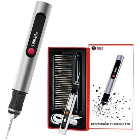 Stylo de gravure, outil portable sans fil ultime pour artistes et bricoleurs – Gravez plus de 50 surfaces – Adapté aux débutants – Rechargeable – 30 embouts, guide de maîtrise et pochoirs (1/4)