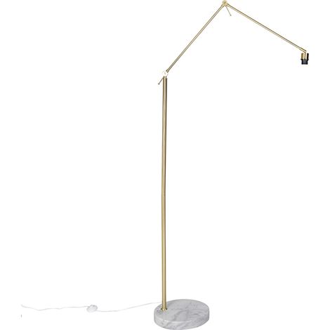 QAZQA Lampada da terra con paralume editor - Moderno - Acciaio - Oro/Ottone - Oblungo Max. 1 x Watt