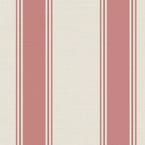 Papier peint à rayures Profhome 399831 papier peint intissé gaufré à chaud légèrement texturé au style traditionnel mat crème rouge brun rouge 5,33 m2