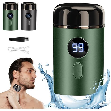 Mini rasoio elettrico portatile - mini rasoio - mini rasoio elettrico impermeabile e ricaricabile tramite USB - uomo - perfetto - da viaggio 2 pezzi (verde - 2 pezzi) (1/5)