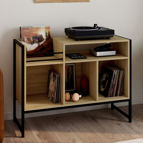 Muebles de vinilo, DETROIT Aparador de diseño industrial de 100 cm de madera y negro (1/5)