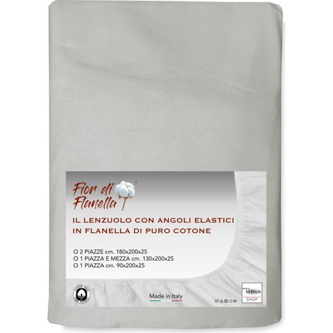 DRAP-HOUSSE EN FLANELLE Flanelle grise Fior di Flonella © TOUTES LES TAILLES 1 PLACE