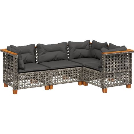 Maison Exclusive - 4-tlg. Garten-Sofagarnitur mit Kissen Grau Pol
