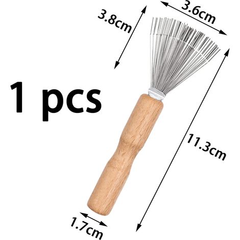 1 Piece Brosse de Nettoyage avec Manche en Bois, Outils de Nettoyage, Nettoyage Brosse à Cheveux Portable Brosse, Mini Brosse avec Fil Métallique, Peigne pour Enlever la Poussière des Cheveux