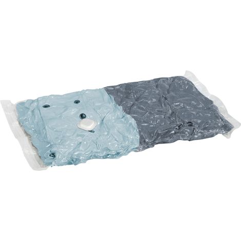 WENKO Custodia per riporre sottovuoto specialmente per valigie, risparmio di spazio del 75%, Plastica, 3 custodie di 40x60 cm, 2 custodie di 50x70 cm e una pompa, Trasparente
