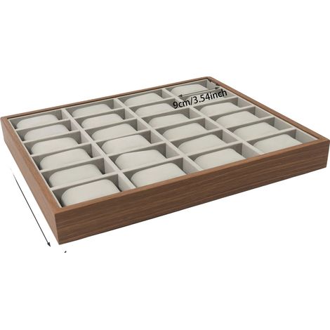Boîte à montres, 24 compartiments, organiseur en bois élégant, GRIS (1/2)