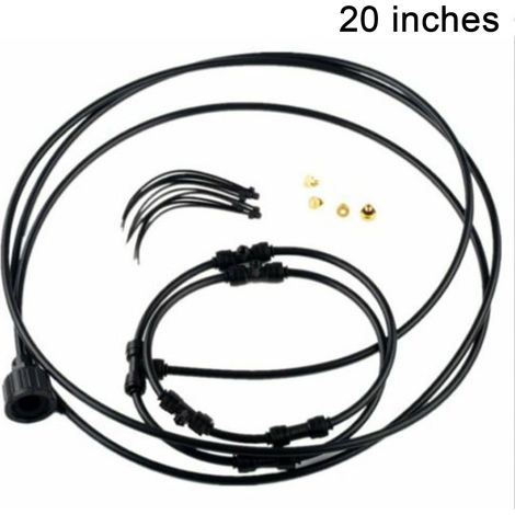 GARRYFIZH Kit de brumisation d'été, ventilateur extérieur, système de refroidissement, buse en laiton noir avec anneau de pulvérisation de 20 pouces