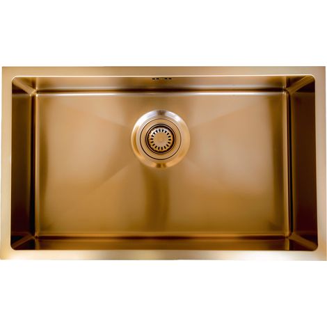 Essebagno Luisa fregadero 1 cubeta grande 76x45 en acero inoxidable cobre cepillado (1/5)
