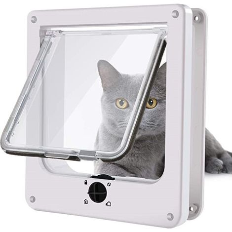 Porte pour chat, porte étanche pour animaux de compagnie avec serrure rotative à 4 voies pour chats, chiots, facile à installer (1/4)