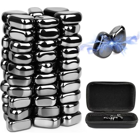 Lot de 60 Aimants en Hématite Noire, Pierres Magnétiques Irrégulières, Mini-Aimants pour Adultes, Créations Magnétiques pour Réfrigérateurs de Bureau (1/5)