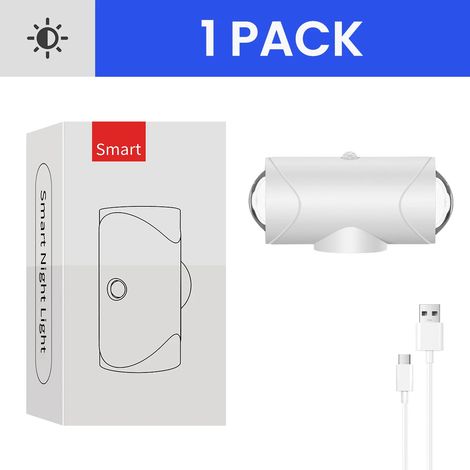 (Blanc, 1 unité) Veilleuse LED rechargeable avec détecteur de mouvement et lumière d'ambiance à dégradé RVB. (1/5)