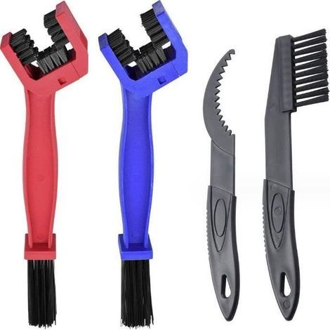 Lot de 4 brosses de nettoyage pour chaîne de vélo de moto et de vitesse - Outil de nettoyage pour chaîne de vélo et moto (1/4)