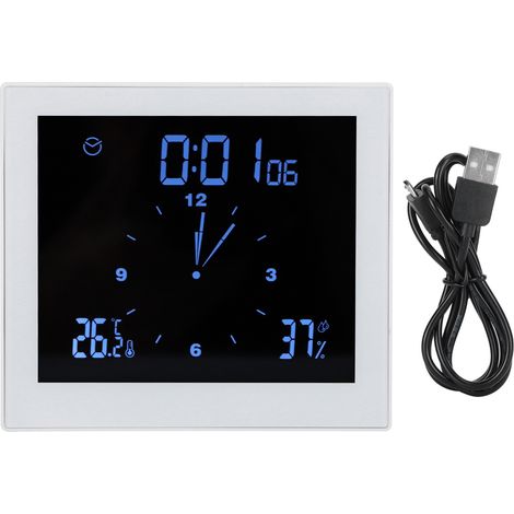 Digitaler Wecker mit integriertem Thermometer und Hygrometer - Multifunktionaler Tischwecker mit Timer für Zuhause oder Büro (Weiß TS-WP10-W) (1/5)