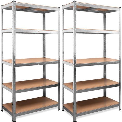 MONZANA® 2x Heavy Duty Shelf 180x90x40cm 875kg 5 MDF Panels Shelf Storage Basement Kitchen Plug-in System Workshop Shelf (1/5)