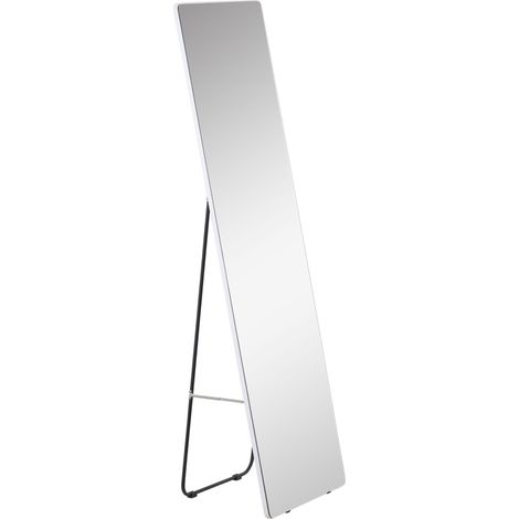 Miroir debout intégral, cadre aluminium moderne, argent, 45x37x158,5 cm, grande glace pleine hauteur (1/5)