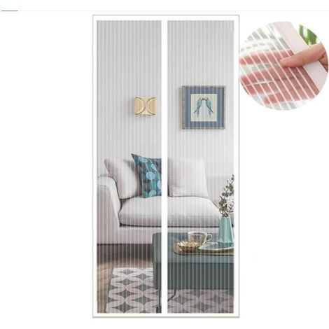 120x210 cm Magnétique Moustiquaire pour Porte,Rideau de Porte Antimoustique,Blanc Moustiquaire Mailles ultra fines pour Couloirs,Portes,Patio,Fermeture Automatique (1/5)