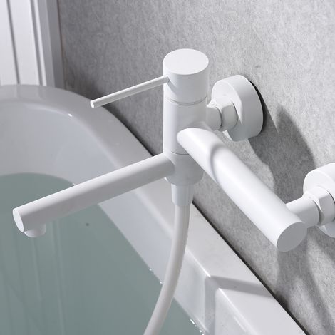 Grifo de bañera/ducha Milos Stick blanco mate [ IMEX® ]
