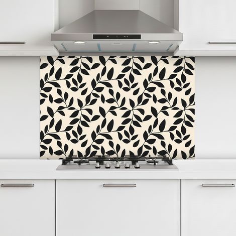 CRÉDENCE CUISINE Elégant - Motif - Noir - Beige 90x60 cm