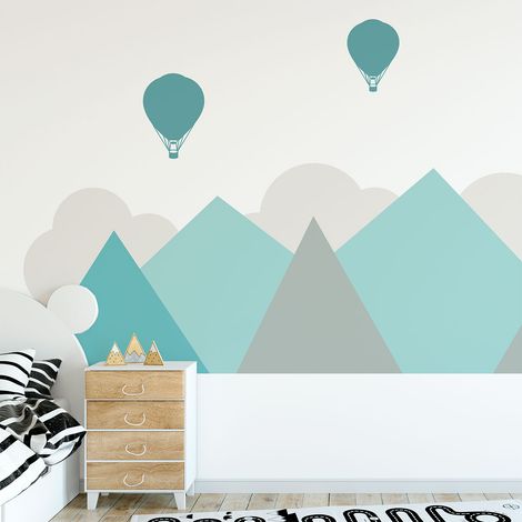 Stickers muraux enfants - Décoration chambre bébé - Autocollant Sticker mural géant enfant montagnes scandinaves OSLO - 50x65cm (1/5)