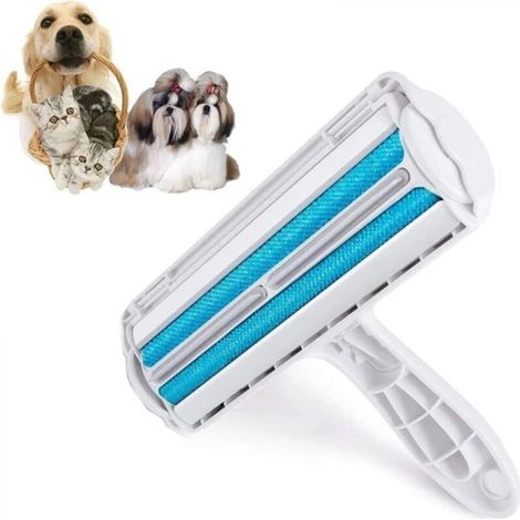 Brosse Anti Poils Animaux Chat Chien-Enlève Poils-Brosse de Nettoyage, Épilateur (vêtements/Lit)-Réutilisable Rouleau à Ramasse de Poils（BLUE）