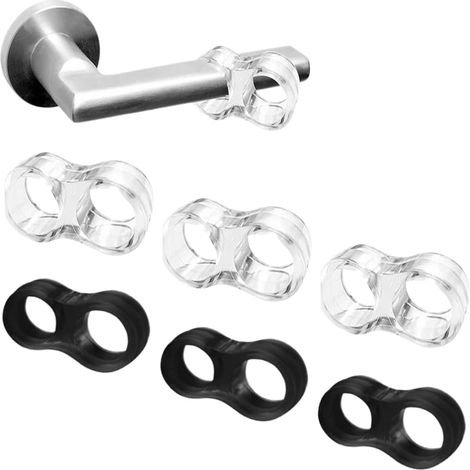 APEX Un lot de 6 butées de porte en PVC transparent et noir - à double trou - protègent les portes et les murs. (1/5)