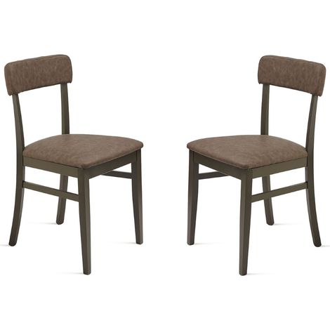 Sedia in ecopelle Marrone con struttura in legno LIPSIA 2 sedie (1/5)