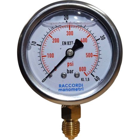 Manómetro radial de baja presión MG1-63, 40 bar, rosca de 1/4". (1/5)