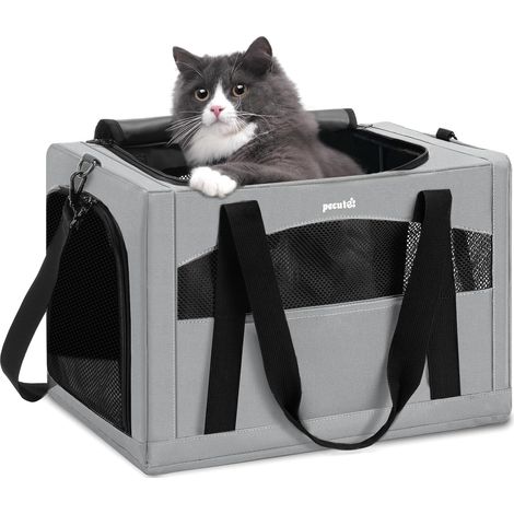 Sac de Transport Chat et Chien, Cadre Stable, Pliable, Gris (1/5)