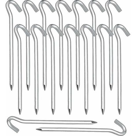 20 pezzi di picchetti per tenda, picchetti da terra, ganci per tenda da campeggio, giardinaggio, picchetti per tenda in acciaio zincato, argento