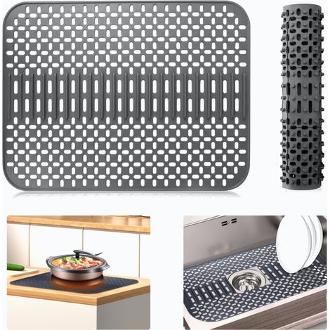 Tapis de Protection en Silicone pour Évier de Cuisine, Grand Tapis de Séchage de Vaisselle, Protecteur de Comptoir Pliable Résistant à La Chaleur (1/4)