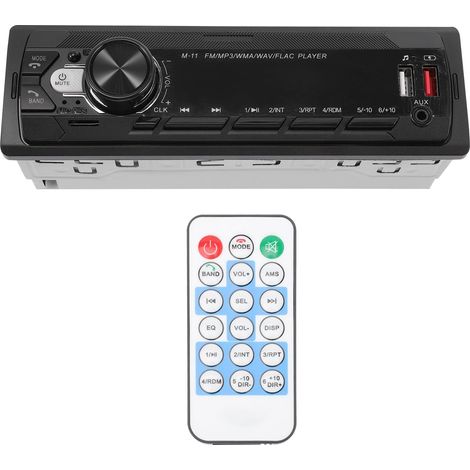 Lecteur Mp3 Voiture 12v avec Connexion sans Fil, Radio FM, Ports USB 2.0 Frontaux, Entrée, Télécommande, Boîtier Abs Noir pour Modification Audio Auto (1/5)