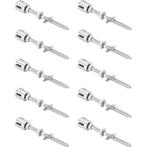 10 Kreuzkabelklemmen aus korrosionsbeständigem Edelstahl 316 mit Gewindestange für Seile ≤ 3 mm / 0,12 Zoll (1/5)