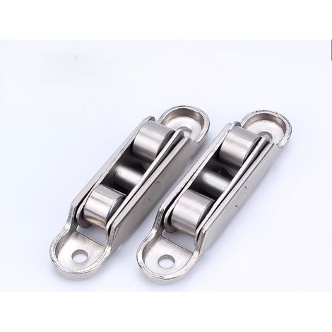 4 rodillos de acero inoxidable resistentes para puertas corredizas, doble accionamiento, eje deslizante silencioso, polea de ventana metálica universal.