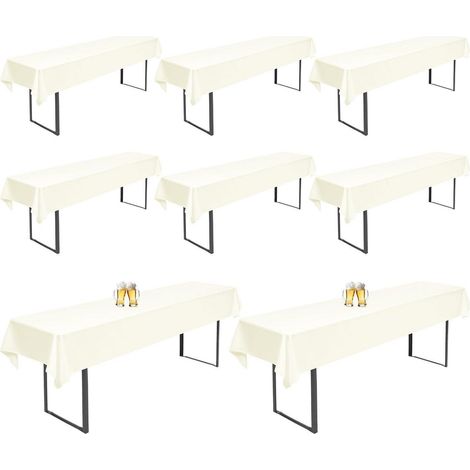 8er Set Biertischhussen Elfenbein 260x110cm Waschbar für 50/70cm Tische