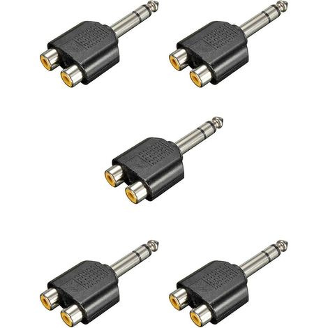 Convertisseur répartiteur audio en Y : 5 prises stéréo mâles 6,35 mm (1/4 pouce) vers 2 prises RCA femelles. (1/5)