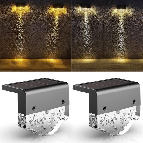 Lot de 2 lampes solaires étanches LED pour jardin, éclairage mural décoratif pour escalier, cour et terrasse arrière (1/5)